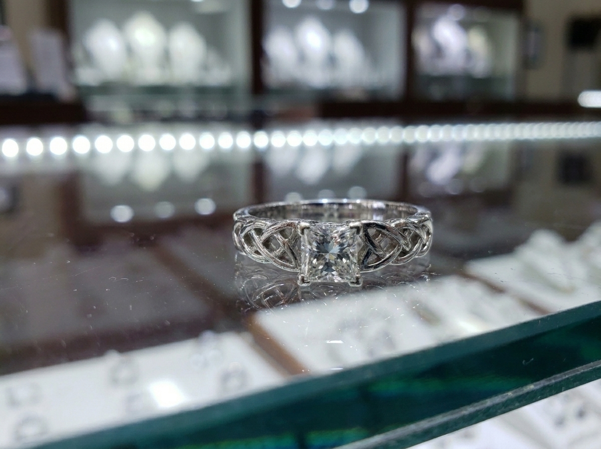 14k White Gold Celtic Ring