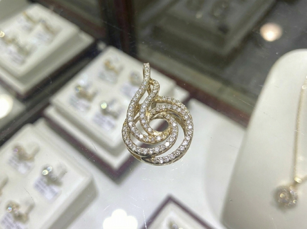10k Yellow Gold Spiral Diamond Pendant